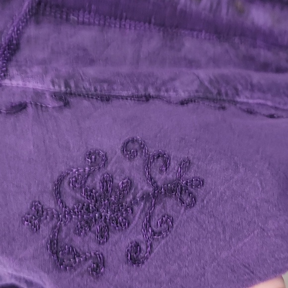 Bohemian Rope Embroidered Indigo Purple Button-up Front and Tie Back Size XL - Picture 3 of 8